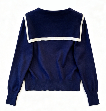 Sailor Collar Knit Top with Tie Front | Soft Early Fall Sweater