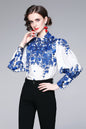 ESY-Women's Button Floral Print Shirt Loose Blouses Tops