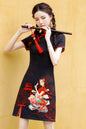 Women's Chinese Cheongsam Print Mini Dress