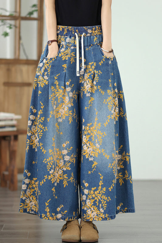 Women's Wide Leg Jeans Drawstring Pants