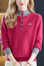 Womens Button Mock Neck Sweater Henley Shirts Knit Tops