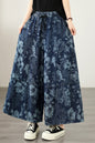 Floral Print Lightweight Wide Leg Denim Pants