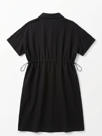 Black Tie-Waist Shirt Dress