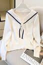 Women's Sailor Collar V-Neck Knit Sweater Top