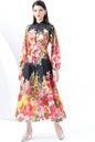 Women's Floral Print Puff Sleeve Maxi Dress