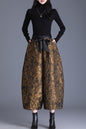 High Waisted Jacquard Cropped Loose Pants