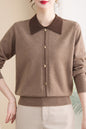 Women's Contrast Collar Cropped Sweater Shirt