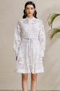 Women's Hollow Lace Floral Lantern Sleeve Mini Dress