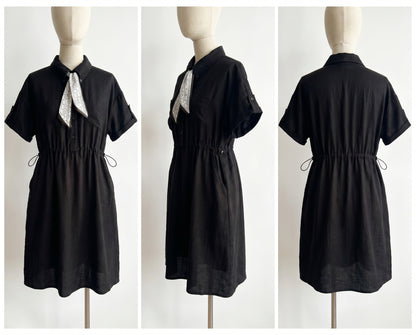 Black Tie-Waist Shirt Dress