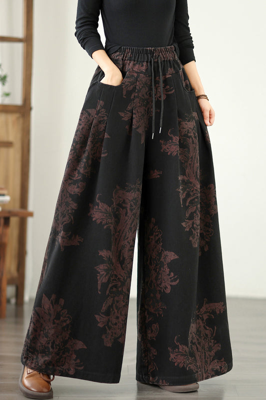 Women's Baggy Jeans Drawstring Elastic Waist Wide Leg