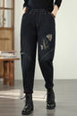 Women's Elastic Waist Embroidery Denim Jeans