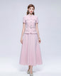 Chic 2-Piece Outfit: EShort-Sleeve Mandarin Collar Jacket & A-Line Skirt