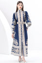 Women's Printed High-neck Puff Sleeves Maxi Dress