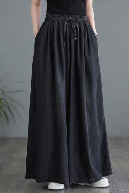 Loose Elastic Waisted Drawstring Wide Leg Pants