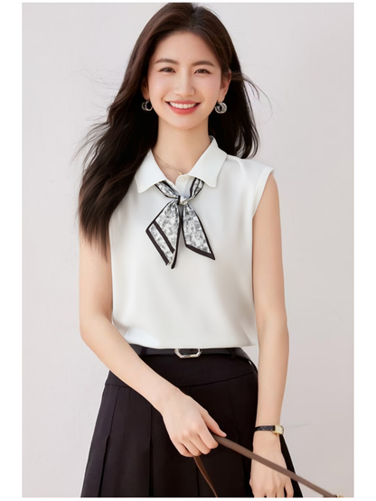 Women's Polo Shirt Sleeveless Knit Vest Blouses Top