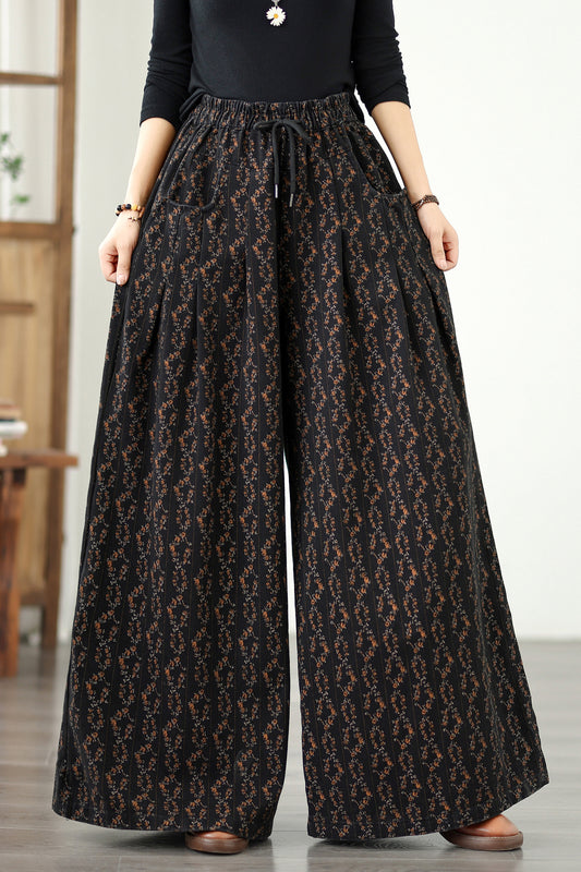 Women's Baggy Jeans Drawstring Elastic Waist Wide Leg
