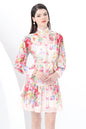 Women's Floral Print Lantern Sleeve Ruffle Mini Dress