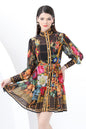 Women's Floral Print Lantern Sleeve Ruffle Mini Dress