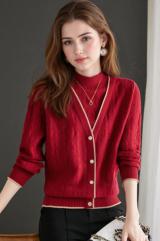 Women's Knit Sweater Lightweight 2 in 1 Dressy Pullover Tops