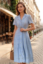 Elegant Lace Button-Front Midi Dress with Belt - LAI MENG FIVE CATS