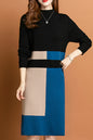 Women's Fall Long Sleeve Knitted Sweater Midi Dress