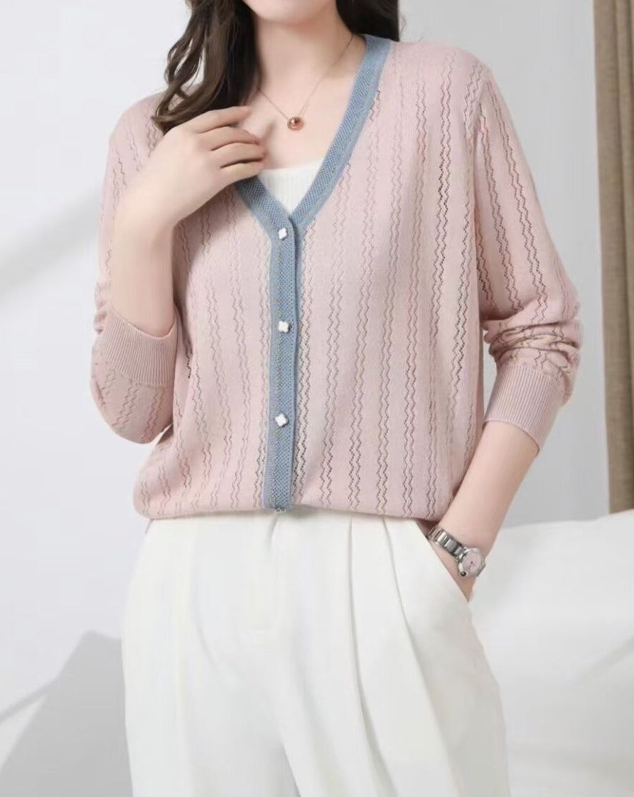 Lightweight Pointelle Knit Cardigan