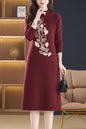 Women's Long Sleeve Sweater Knit Tunic Midi Dress