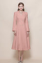 Women's Pea Coat Notch Lapel Trench Coat Midi Dress