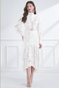 Women's Lace High Neck Ruffles Fishtail Maxi Dress