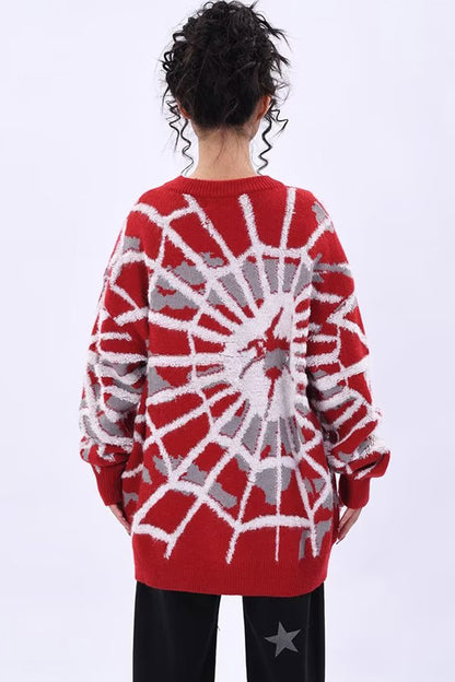 Halloween Red Knit Long Sleeve Print Top