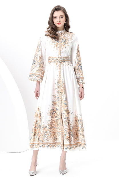 Women's Floral Bell Sleeves Print Maxi Dress