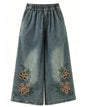 Embroidered Elastic Waist Cropped Jeans – Floral Edition