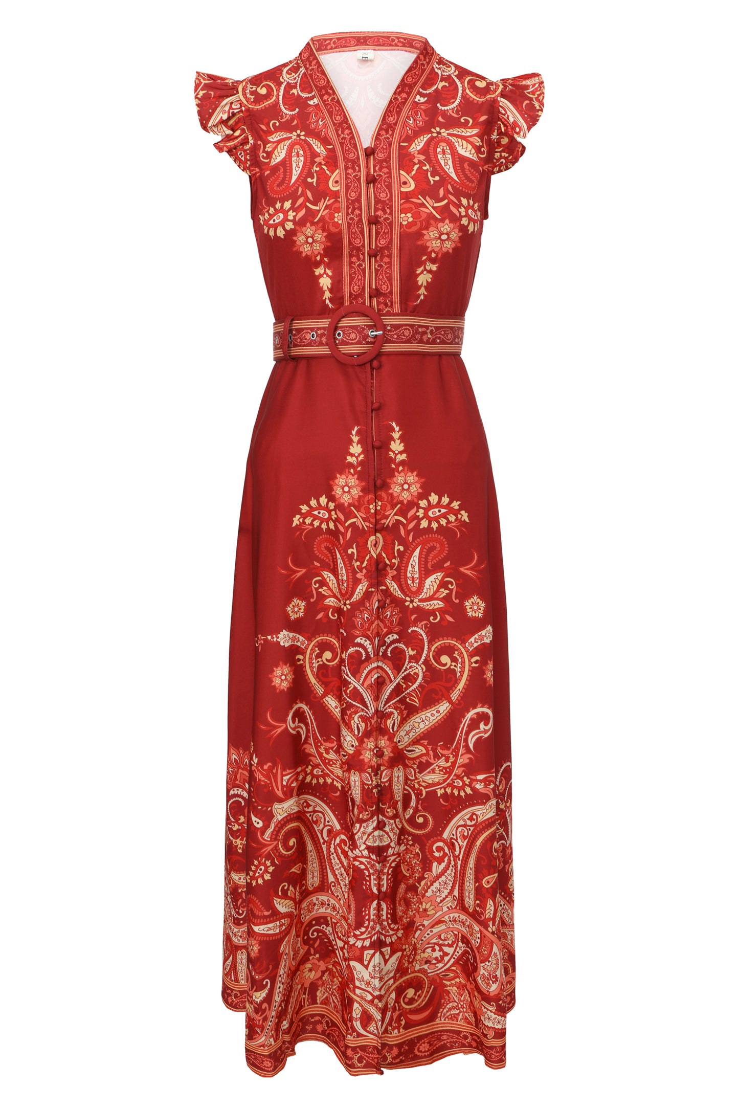 Women's Floral Print V-Neck Sleeveless Maxi Dress - LAI MENG FIVE CATS