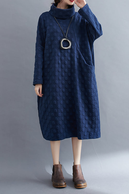 High Collar  Pullover Dress With Pocket