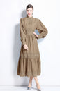 Women's lace Puff sleeve solid color maxi dress