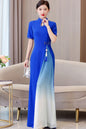 Women's Cheongsam Short Sleeve Qipao Long Dress