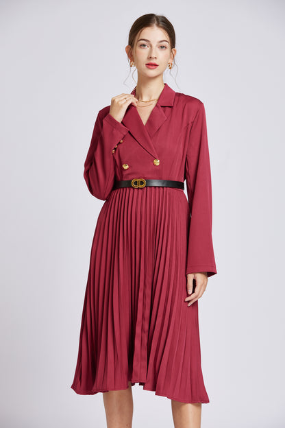 FSY-Women's Lapel Neck Double Breasted Blazer Dress