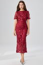 Women's 3D Floral Short Sleeves Fishtail Mesh Maxi Dress