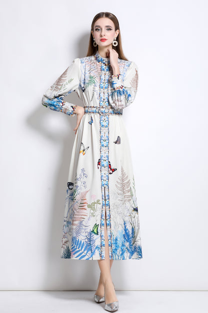 Women‘s Floral Print Button Up Split Maxi Dress