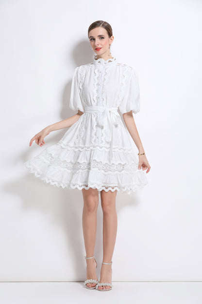 White Lace Trim Summer Dress – Feminine Old Money Resort Style