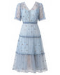 Butterfly Embroidered Mesh Midi Dress – Blue