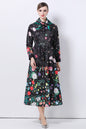 Women's Floral Print Flowy Button Split Maxi Dress