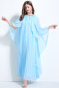 Women's Sleeveless Cape Chiffon Ruffles Maxi Dress