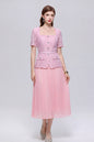 Graceful Square Neck Lace Pleated Button Midi Dress