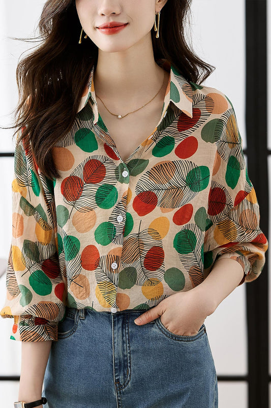 V-Neck Floral Print Blouses Cute Tops