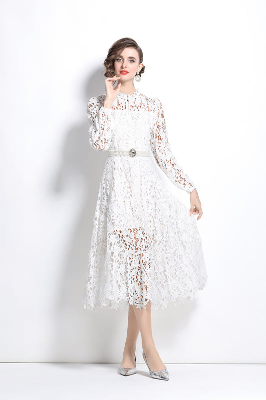 Elegant vintage lace midi dress