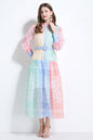 Women's Long Sleeve Button Floral Pring Maxi Dress