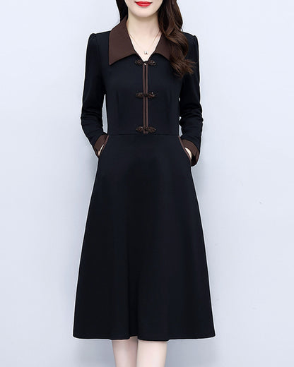 Black & Brown Collared Button-Front Dress | $42.98