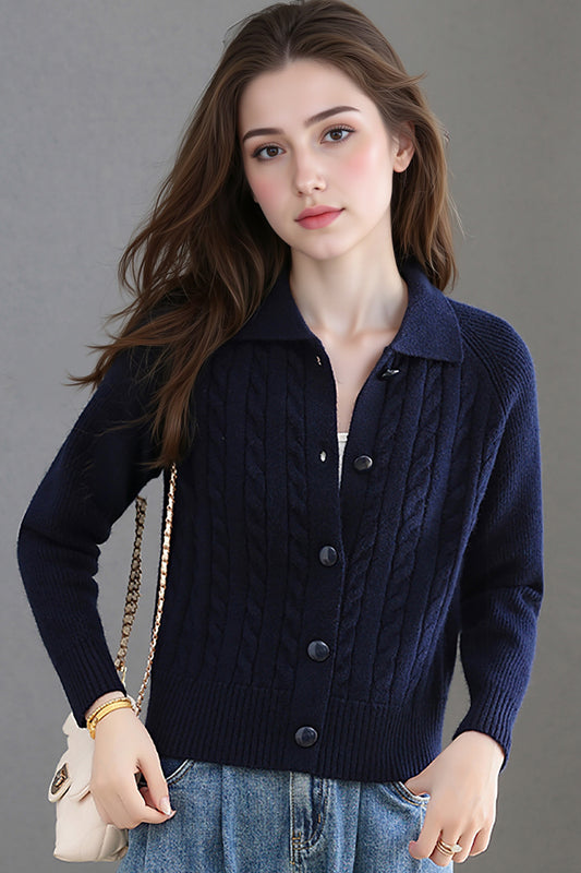 Women's Cable Knit Cardigan Open Front Sweater Jacket