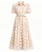 LAI MENG FIVE CATS Beige 3D Floral Midi Dress